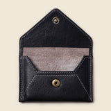Black leather envelope wallet for minimalist