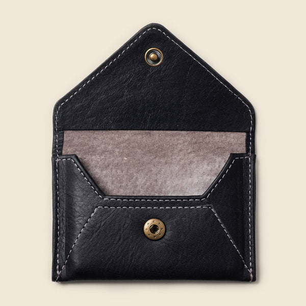 Black leather envelope wallet for minimalist