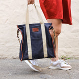 Denim blue tote bag and shoulder bag for women