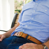 Classic leather belt made with real leather and brass buckle