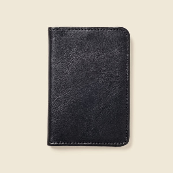 compact black leather wallet for men