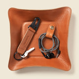 brown leather catch all tray