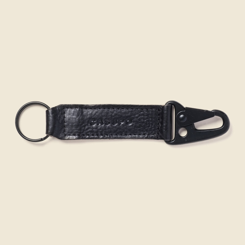 black leather keychain with carabiner