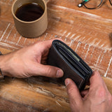 Vegetable tanned leather wallet for men