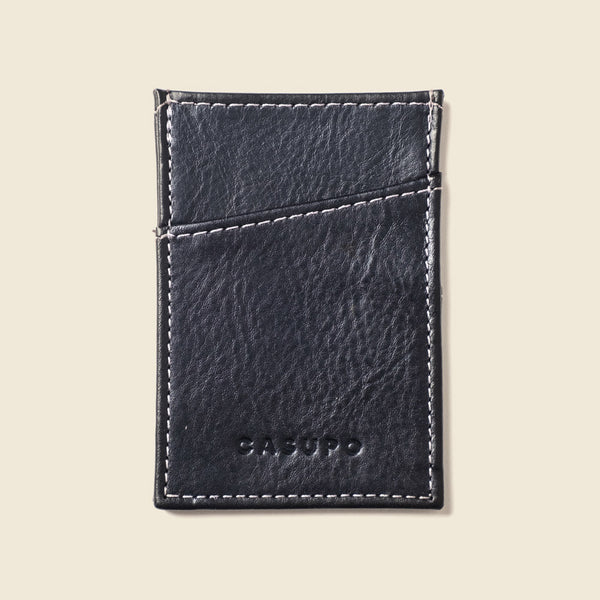 super slim black leather wallet