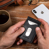 Wallet with money clip in the middle for men