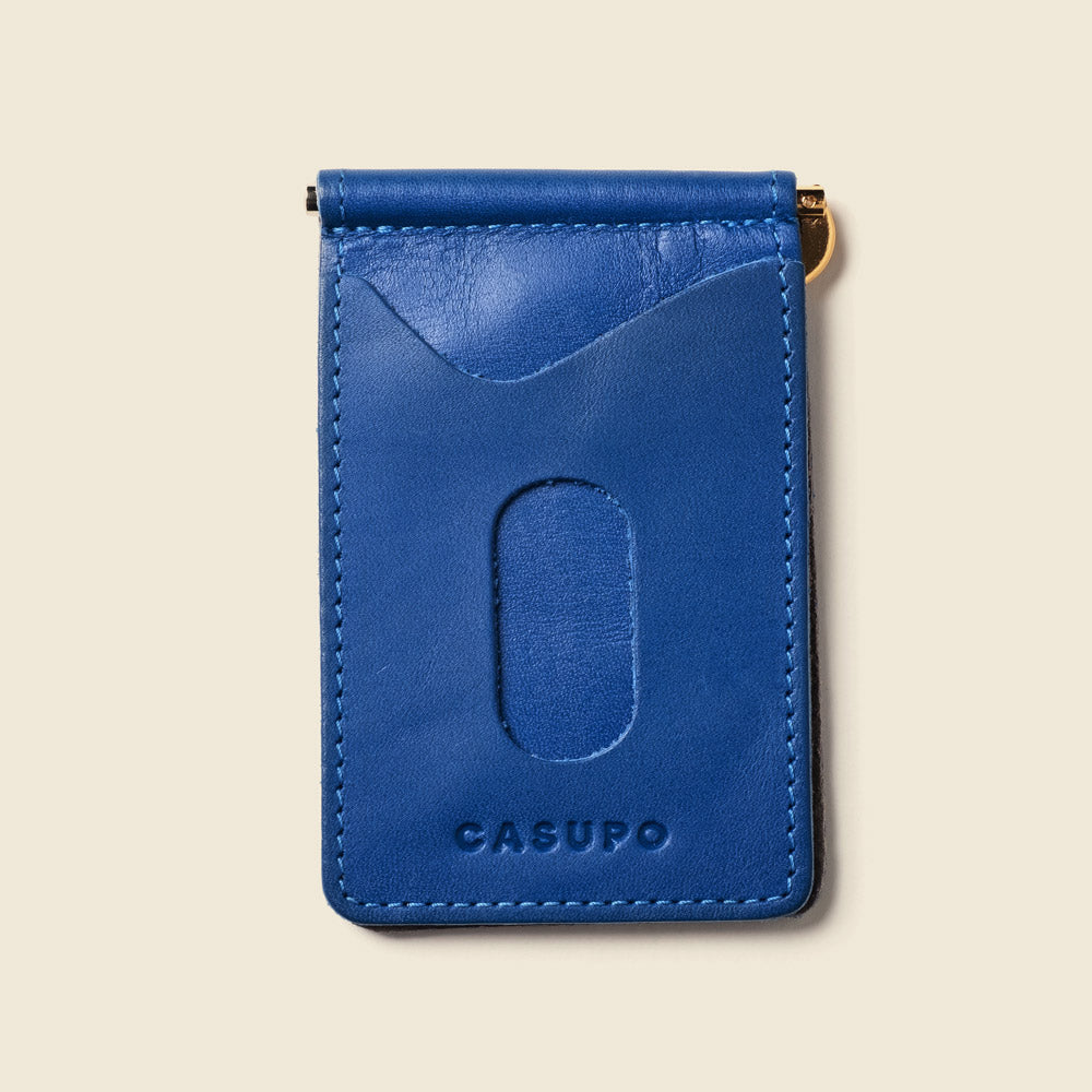 compact leather wallet with money clip